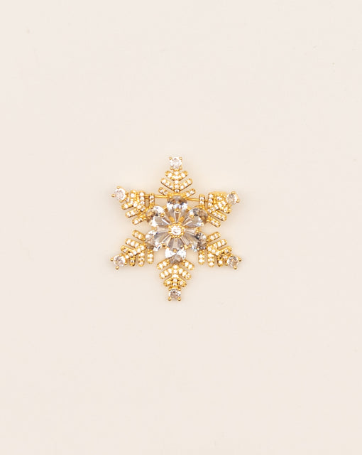 Snowflake Crystal Floral Brooch