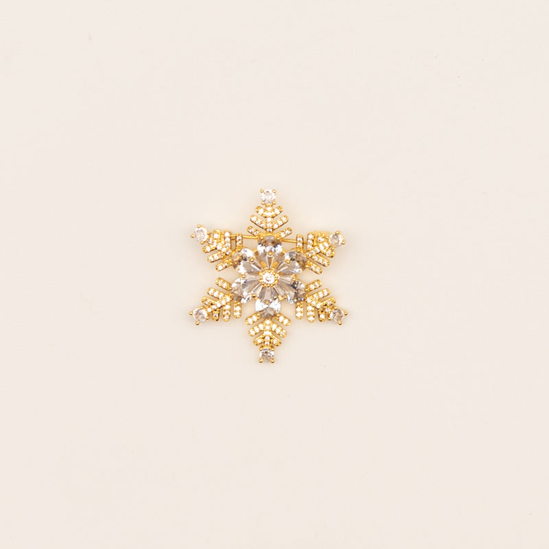 Snowflake Crystal Floral Brooch