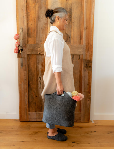 Surmai Organic wool felt tote bag gray color – Mojopanda Organic Store